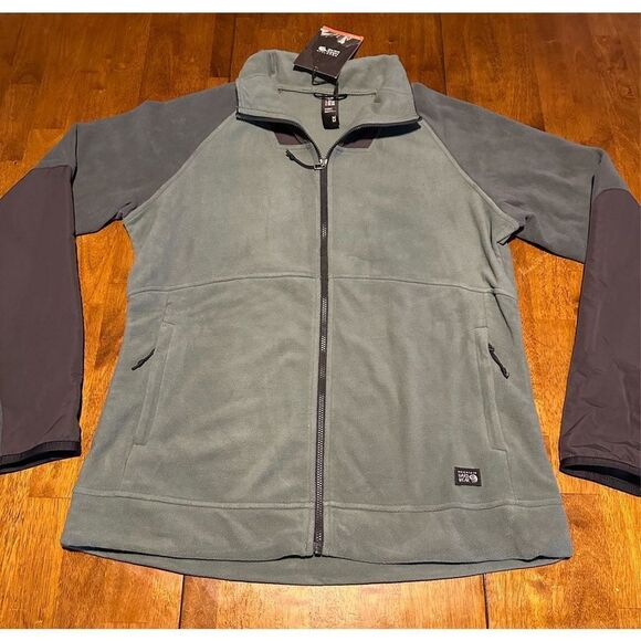 Mountain Hardware Women’s Unclassic LT Fleece Jacket Zip Up Green Gray New Sz M - Picture 1 of 12